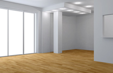 Interno bianco con parquet