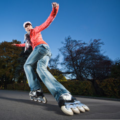 Fast rollerblading