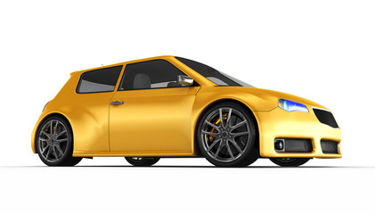 Fototapeta na wymiar Yellow sports car isolated on white - 3d render