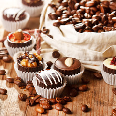 chocolate sweets with coffee beans