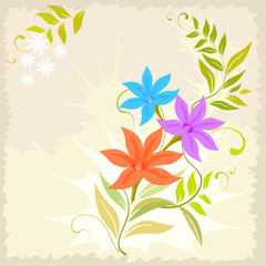 Colorful Lilies and grunge background