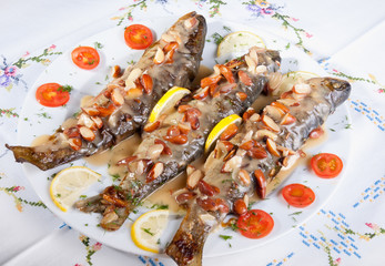 served fried trout for almonds