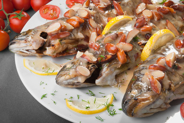served fried trout for almonds