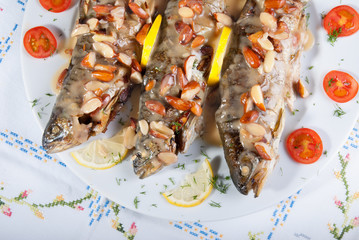 served fried trout for almonds