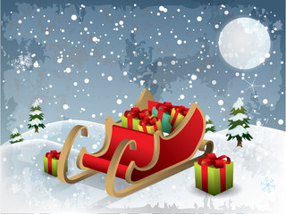 Christmas Santa sledge vector