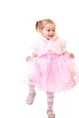 Portrait of little adorable girl isolated on white
