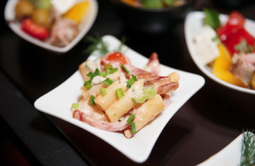 Snacks on banquet table