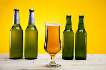 Beer collection, glass in studio