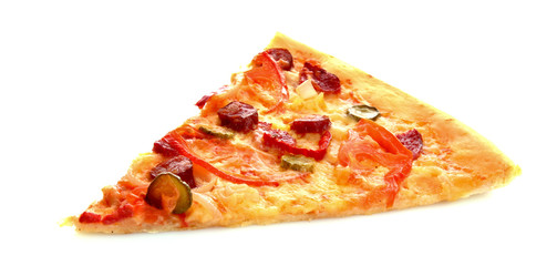Tasty Italian pizza over white