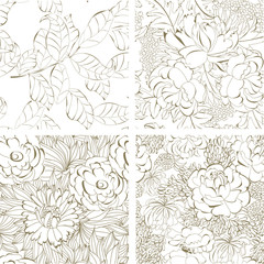 Set of seamless floral background