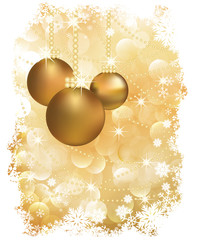 Fototapeta na wymiar New Year greeting card with christmas golden balls. vector
