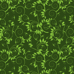 Decorative seamless  with green leafs pattern.