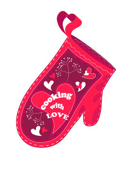 Valentine Postcard With Red Oven Glove.