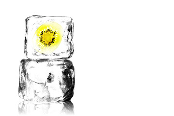 Kiwi im Eisblock
