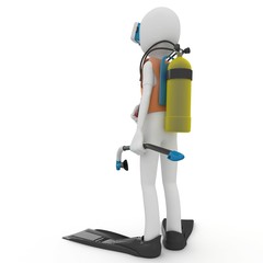 3d man with diving gear