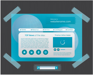 Blue website template with tapes - obrazy, fototapety, plakaty