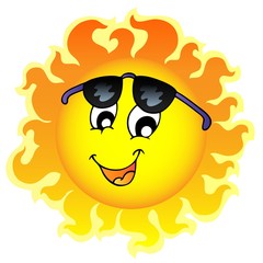 Cute funny Sun with sunglasses