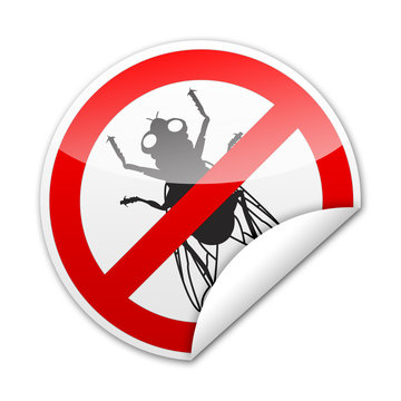 Pegatina se&ntilde;al NO MOSCA con reborde