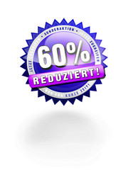 60% Reduziert Button Preisschild günstiger sternform