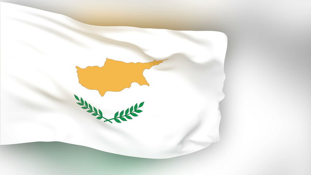 Cyprus flag slowly waving. Blurred background. Seamless loop.