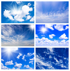 Sky daylight collection. Natural sky composition. Collage