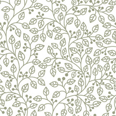 grey seamless pattern with leaves ornament