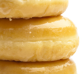 sugar doughnuts extreme closeup on white background