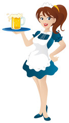 Sexy Waitress Serving Beer