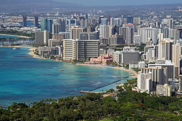 Blick auf Waikiki vom Diamond Head (Honolulu, Hawaii) 02