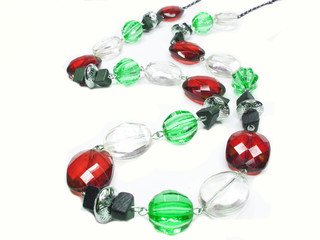 red green and white jewellery beads