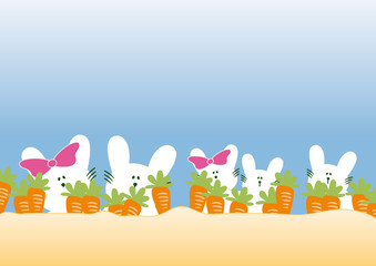 rabbit family with carrots