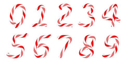 Candy cane font 0-9 numerals