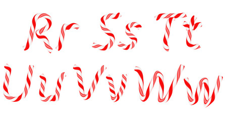 Candy cane font R - W letters isolated © Arsgera