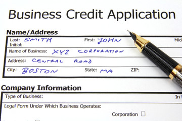 Business credit application with fictional data