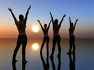 Four dancing women