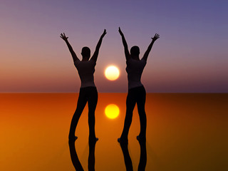 Fototapeta premium Two dancing women