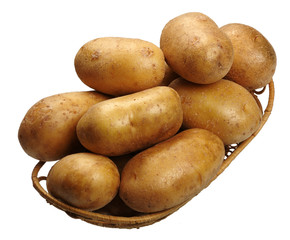 Potatoes in a basket, isolated