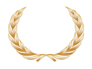 Golden Laurel Wreath (award trophy winner gold medal cup vector)
