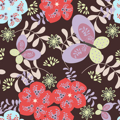 Abstract floral seamless pattern