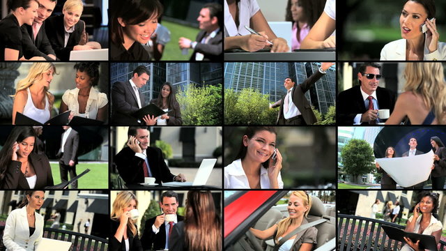 Montage of Modern Business People Using Wireless Technology