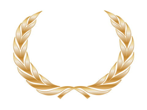Golden Laurel Wreath (award trophy winner gold medal cup vector)