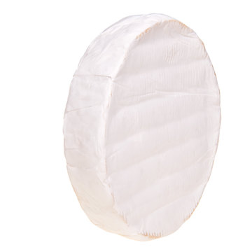 Round camembert cheese over white background.