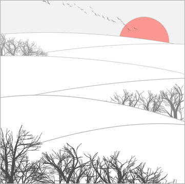Fototapeta winter sunset