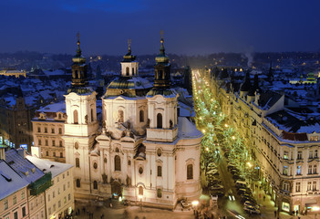 Old town in Prague at Christmass time. Night.