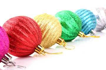 Christmas balls isolated on white