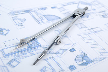 Blueprint and compass