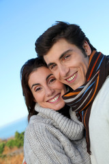 Portrait of happy couple in fall season