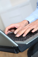 Closeup on laptop computer keyboard