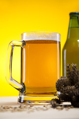 Bottle of beer and glass