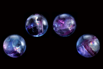 Минерал флюорит при различной ориентации к источнику света